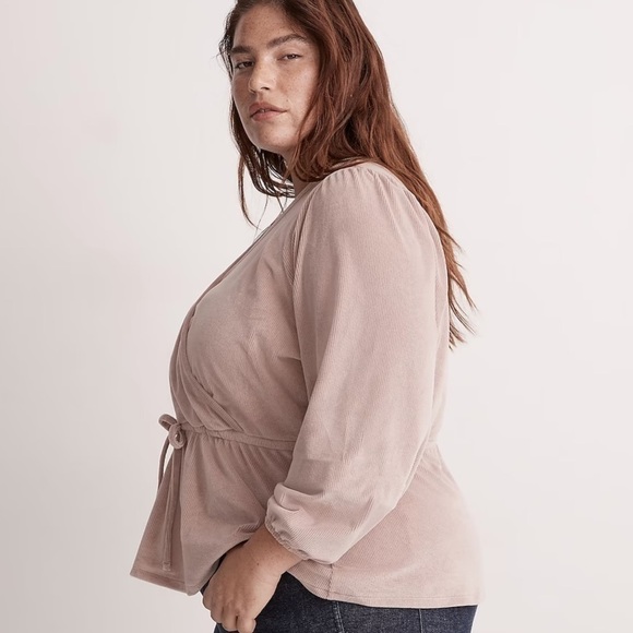 Madewell plus corduroy faux wrap top sandstone - Picture 2 of 4